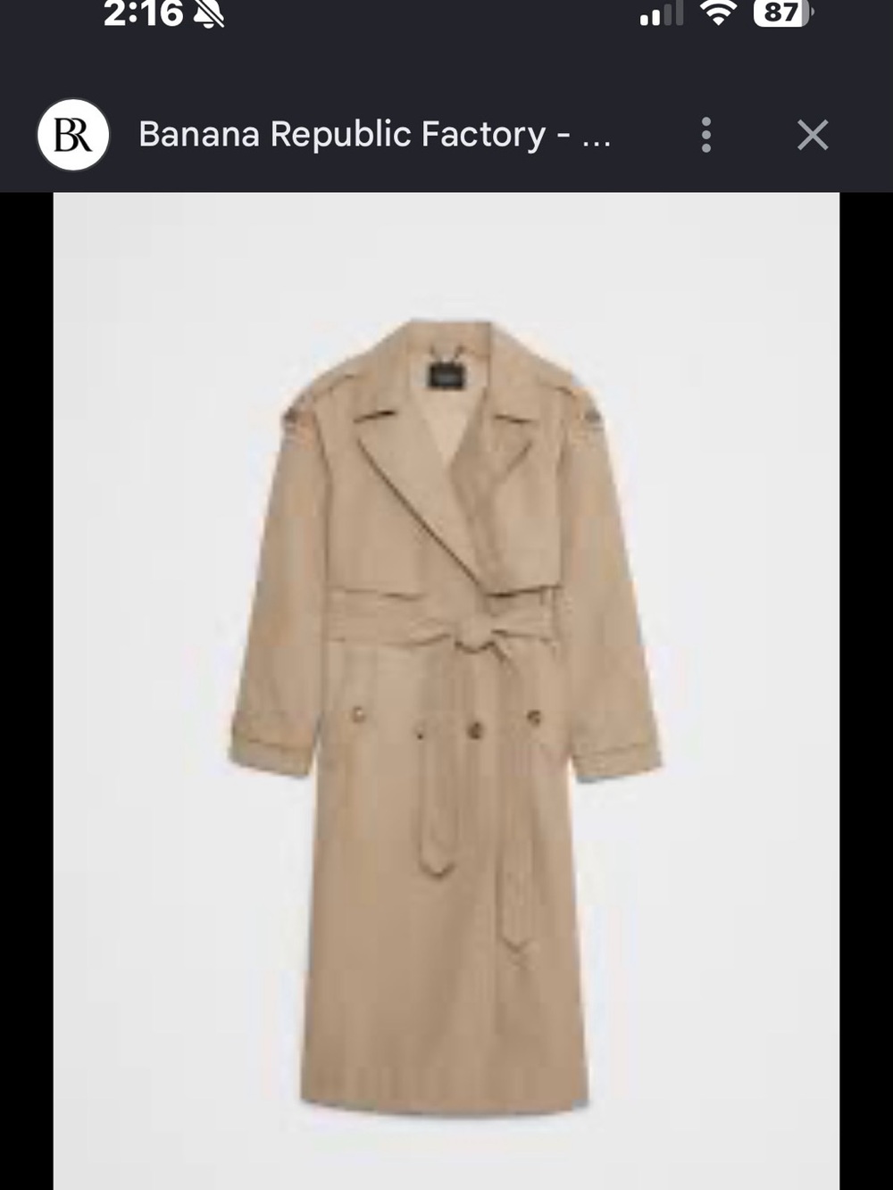 Banana Republic Factory Tan Double-Breasted Trench Coat